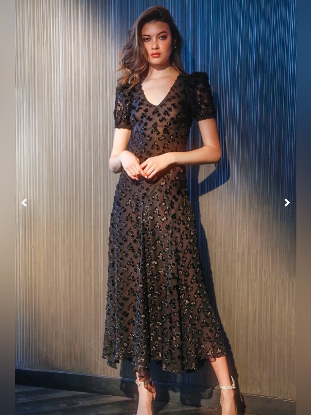 $1400 Black Iris black The Daisy silk maxi dress semi sheer evening gown sz XS